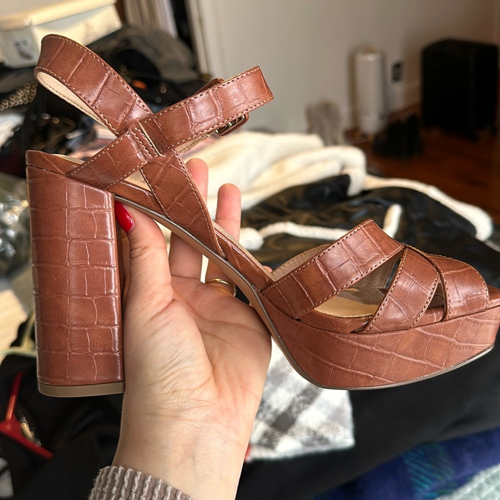 Never worn, Cognac color chunky heel